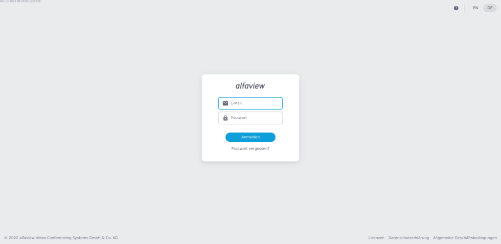Screenshot der Startseite des Webclients mit Anmeldeabfrage