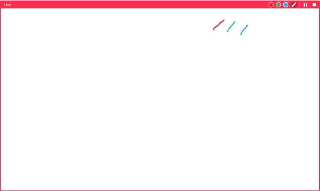 Screenshot of the annotation feature when sharing a screena rea: The shared area, indicated by a red border, contains annotations