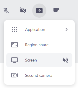 Screenshot of the list of all screen sharing options