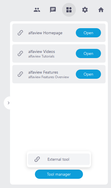 Screenshot of the Toolbox tab in the secondary menu