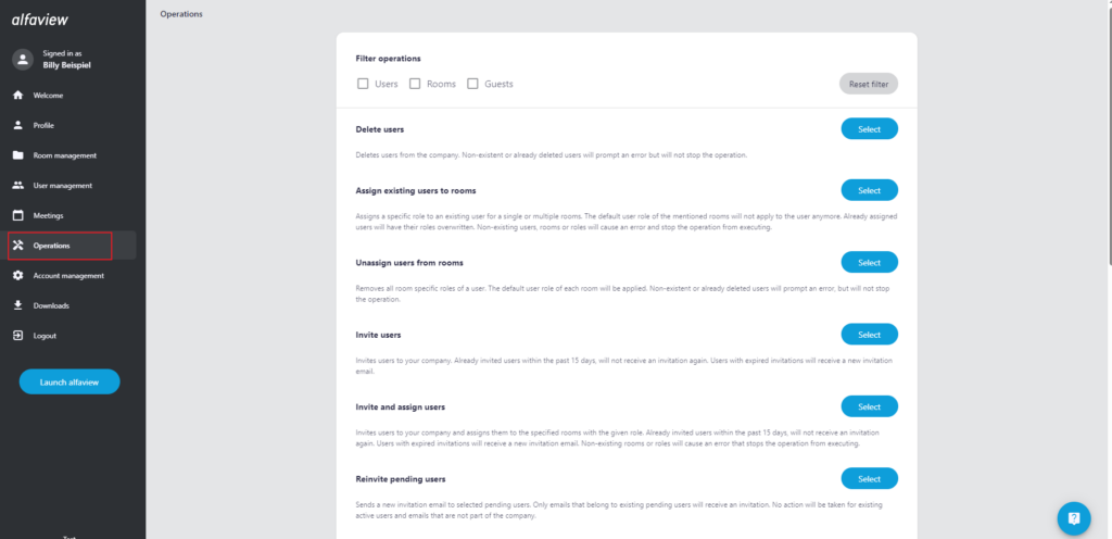 Screenshot of the Batch Options on the administration page