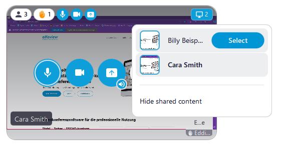 Screenshot of the mini window when shared content is displayed