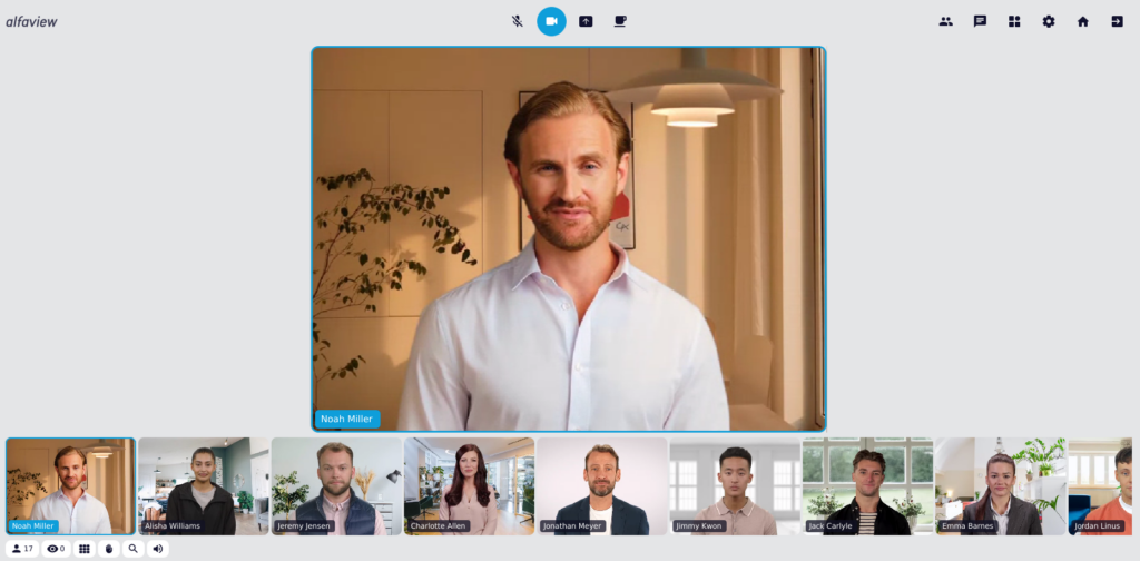 Screenshot of the alfaview app: Participants are displayed in the Speaker view