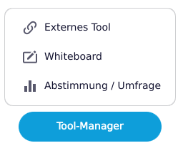 Screenshot der Auswahlliste der unterschiedlichen Tool-Manager