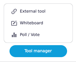 Screenshot of a list of all the options that are available in the Tool Manager.