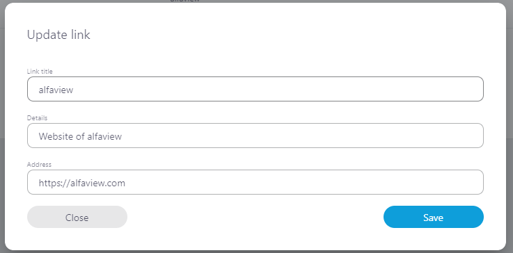 Screenshot of the window to update an external tool
