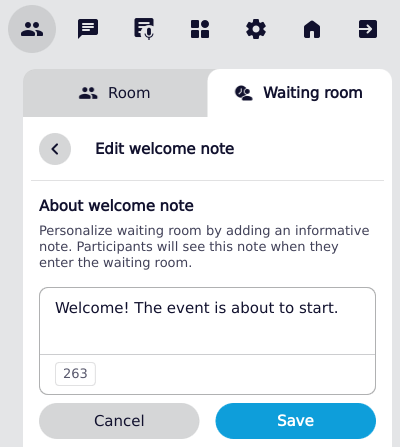 Screenshot of the edited welcome note in the app